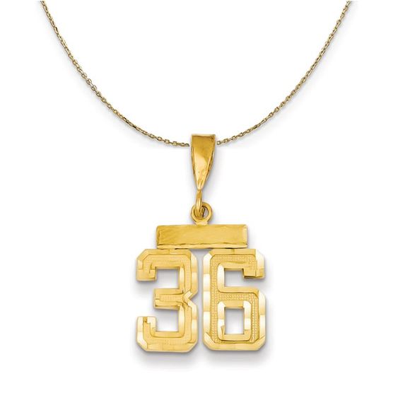 14k Yellow Gold Varsity Sm D/C Necklace Number 36 - 24 Inch